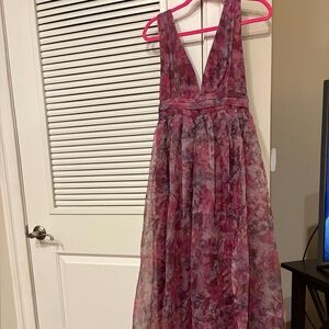 Deep V Pink/Purple Maxi Dress